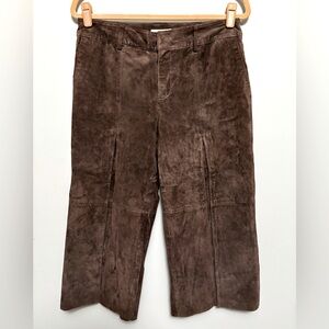 Beautiful chocolate brown suede culottes with front pleats